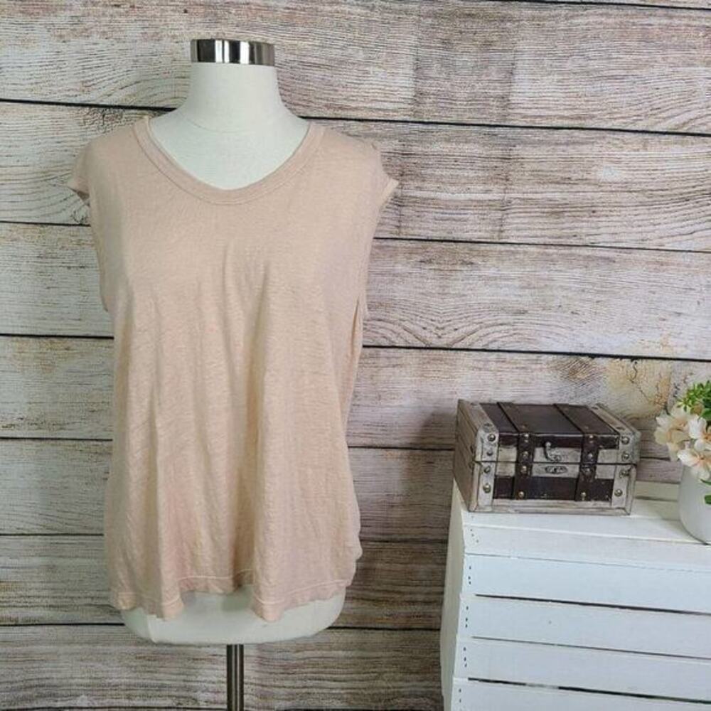WILT Linen Shell Tank‎ Peach Sleeveless Top Small
